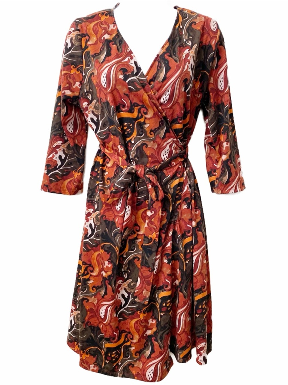 Floral LuLaRoe "Michelle" wrap dress v-neckline 3/4 sleeves and sash Office
